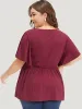 Floral Embroidered V Neck Gathered Ruffle Sleeve T-shirt sold by Bloomchic