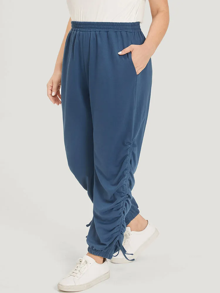Solid Pocket Drawstring Hem Elastic Waist Sweatpants sold by Bloomchic product image thumbnail 2