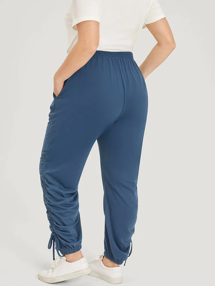 Solid Pocket Drawstring Hem Elastic Waist Sweatpants sold by Bloomchic product image thumbnail 4
