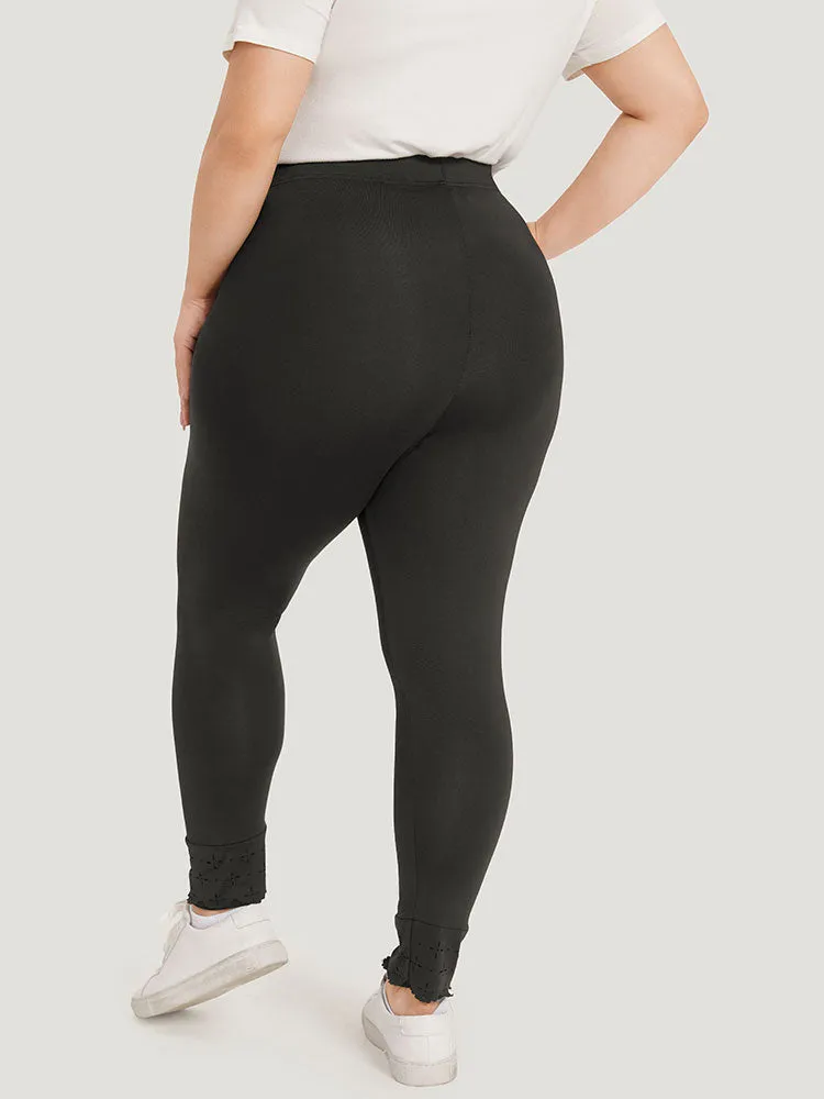 Plain Distressed Roll Hem Skinny Leggings sold by Bloomchic product image thumbnail 4