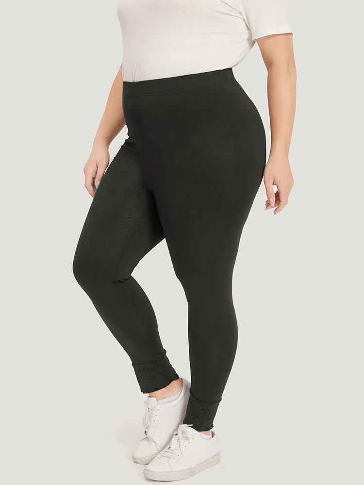 Plain Distressed Roll Hem Skinny Leggings sold by Bloomchic product image thumbnail 2