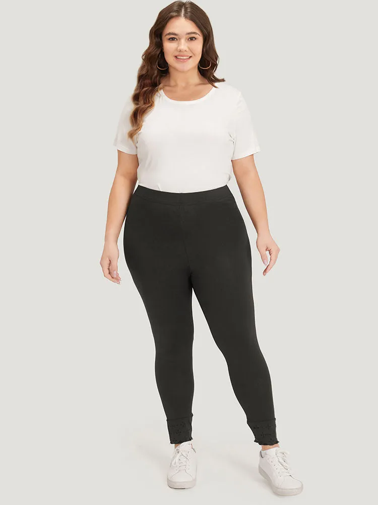 Plain Distressed Roll Hem Skinny Leggings sold by Bloomchic product image thumbnail 3