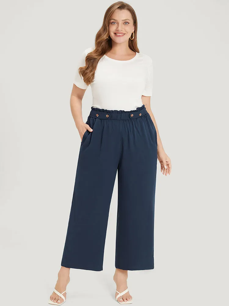 Plain Pocket Paperbag Waist Button Detail Pants sold by Bloomchic product image thumbnail 4
