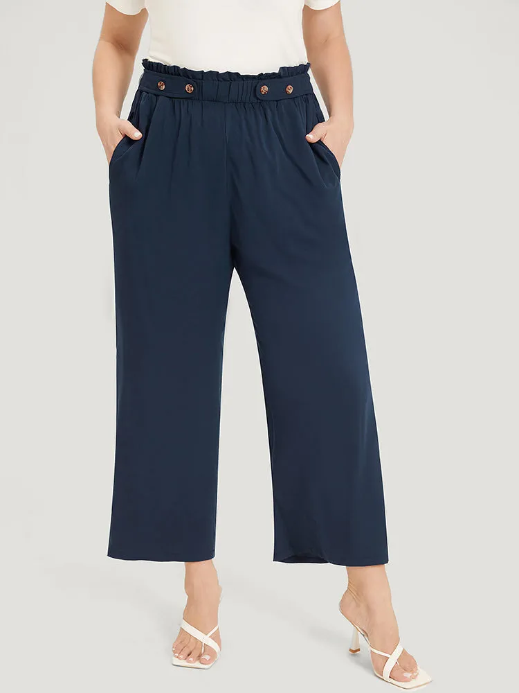 Plain Pocket Paperbag Waist Button Detail Pants sold by Bloomchic product image thumbnail 3