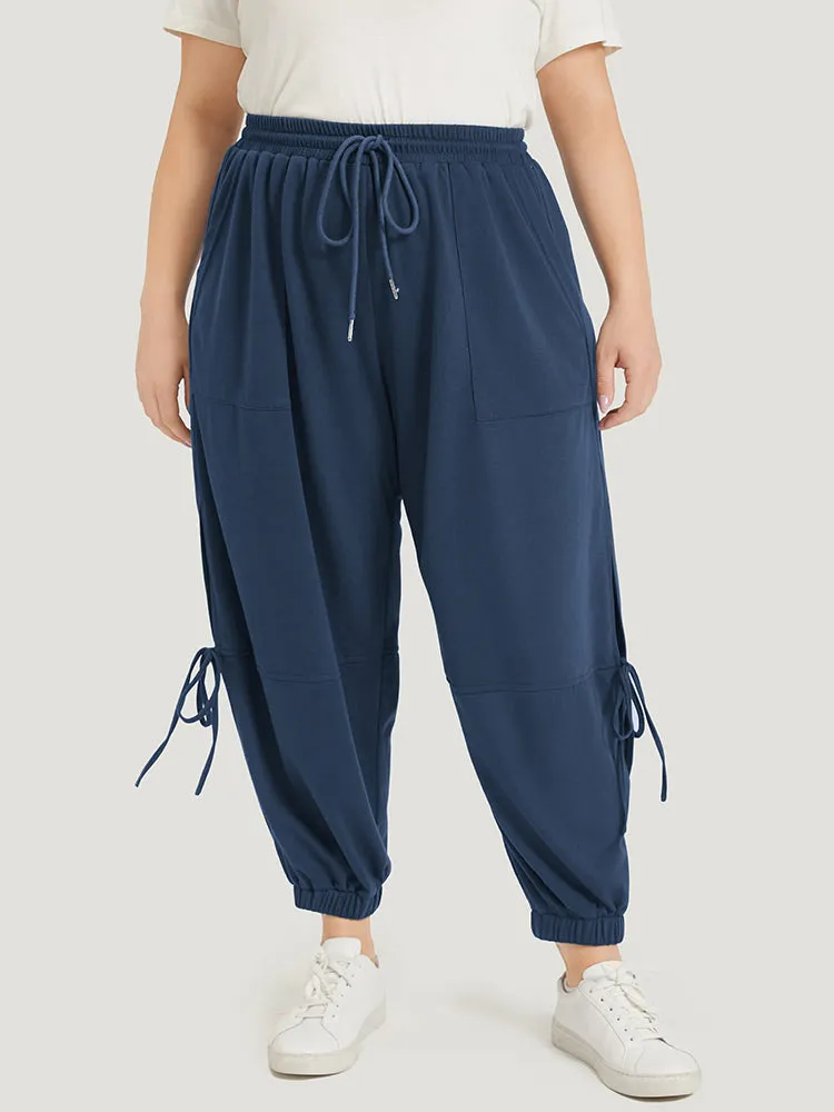 Solid Drawstring Pocket Ties Cut Out Sweatpants sold by Bloomchic product image thumbnail 3