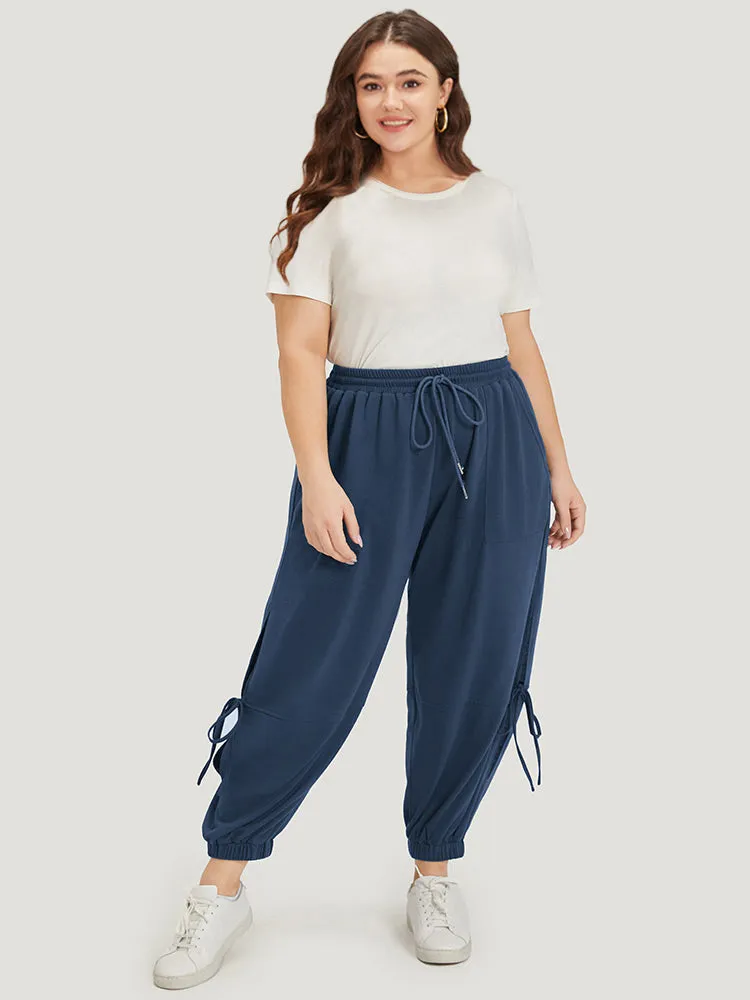 Solid Drawstring Pocket Ties Cut Out Sweatpants sold by Bloomchic product image thumbnail 4