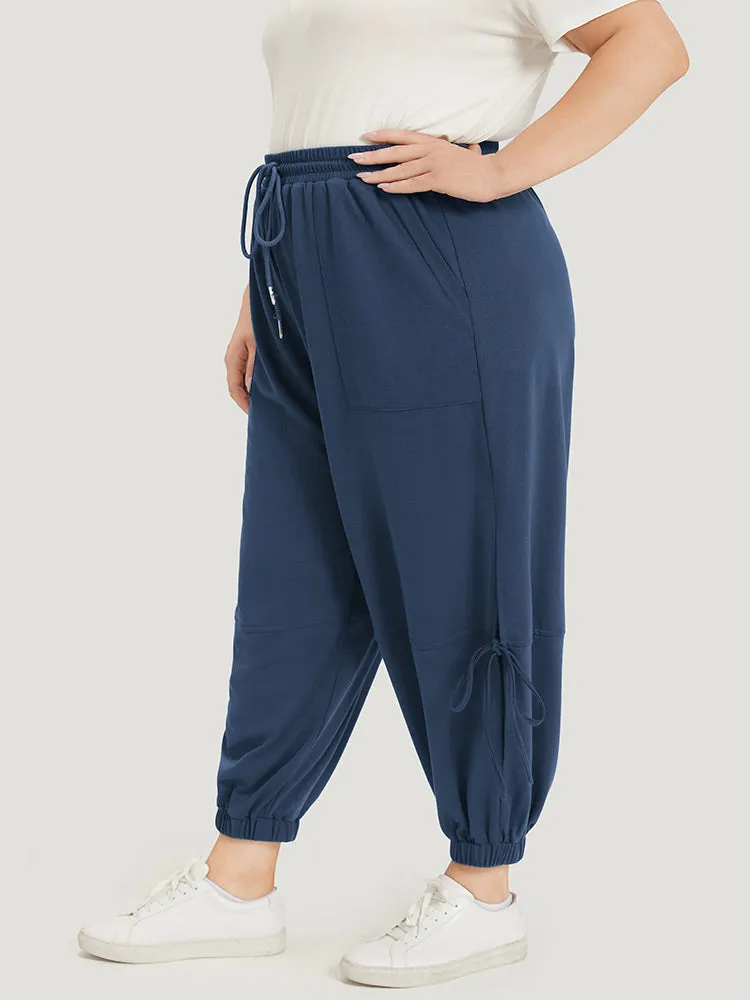 Solid Drawstring Pocket Ties Cut Out Sweatpants sold by Bloomchic product image thumbnail 5