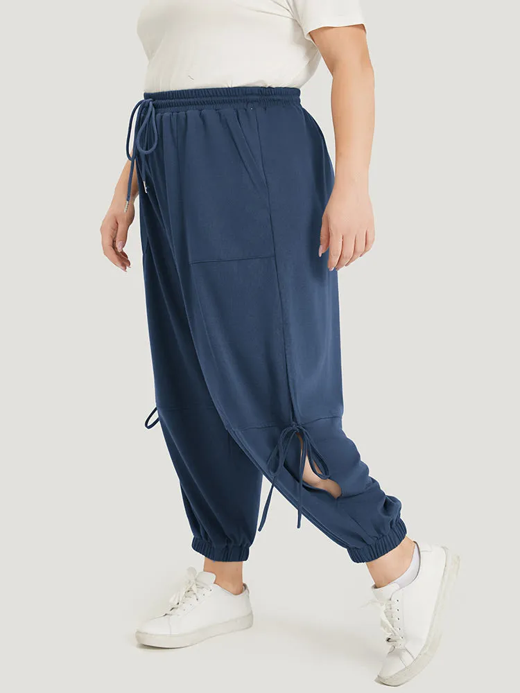 Solid Drawstring Pocket Ties Cut Out Sweatpants sold by Bloomchic product image thumbnail 2
