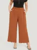 Solid Button Detail Ruched Pocket Scalloped Trim Pants sold by Bloomchic