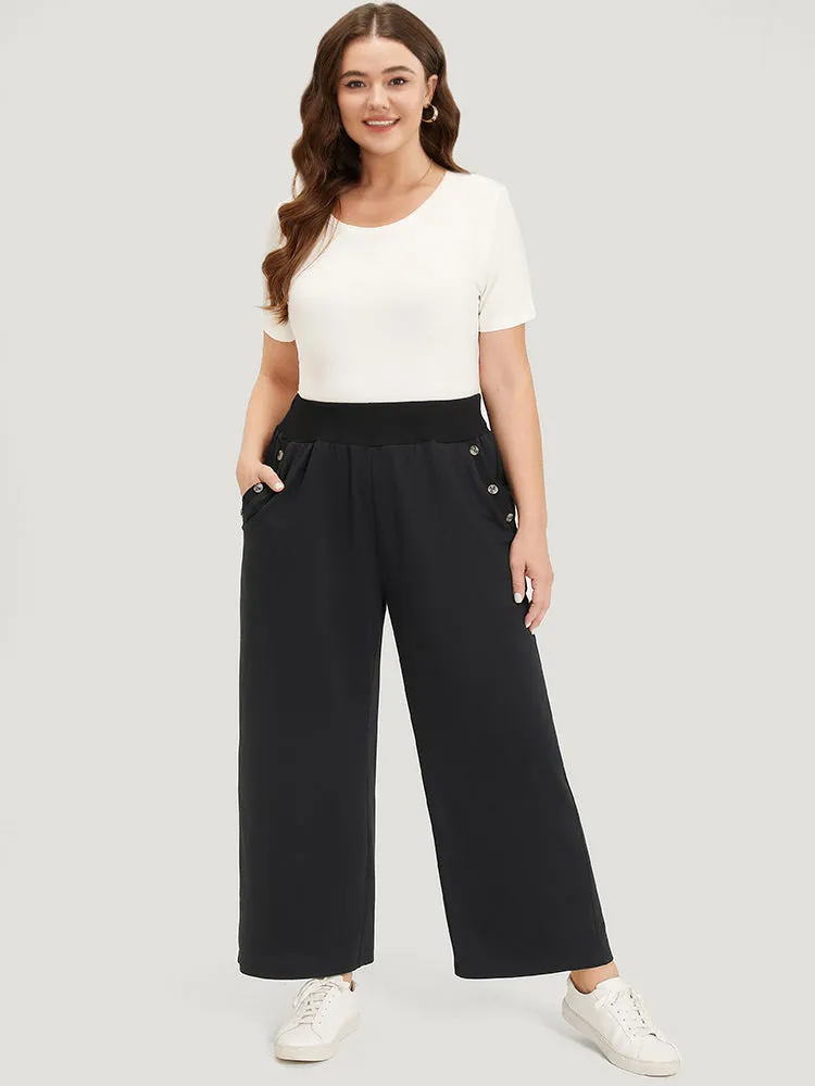 Plain Pocket Button Detail High Rise Sweatpants sold by Bloomchic product image thumbnail 4