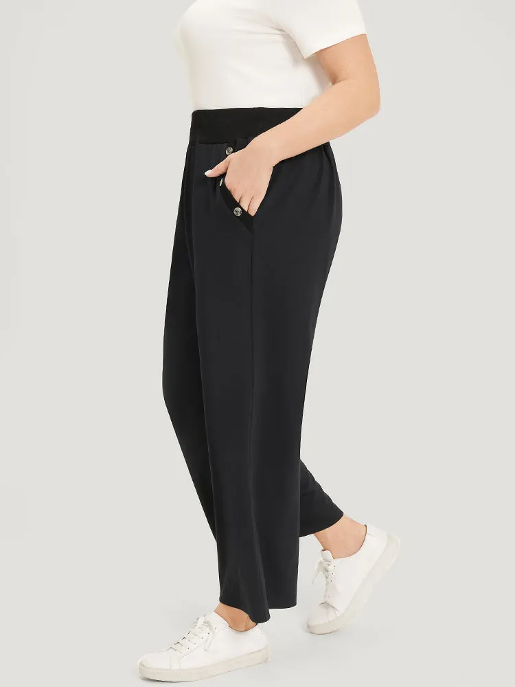 Plain Pocket Button Detail High Rise Sweatpants sold by Bloomchic product image thumbnail 2