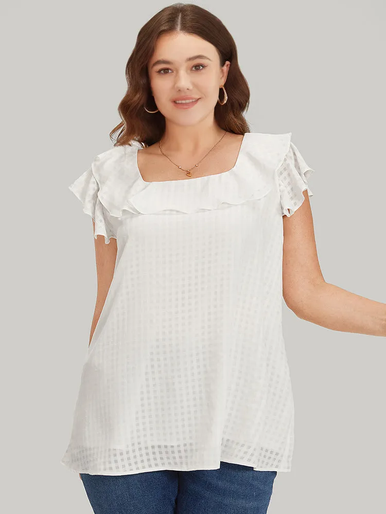 Gingham Flutter Cap Sleeve Tiered Blouse sold by Bloomchic product image thumbnail 4