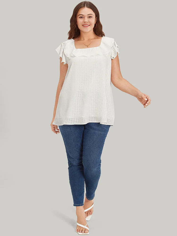 Gingham Flutter Cap Sleeve Tiered Blouse sold by Bloomchic product image thumbnail 5