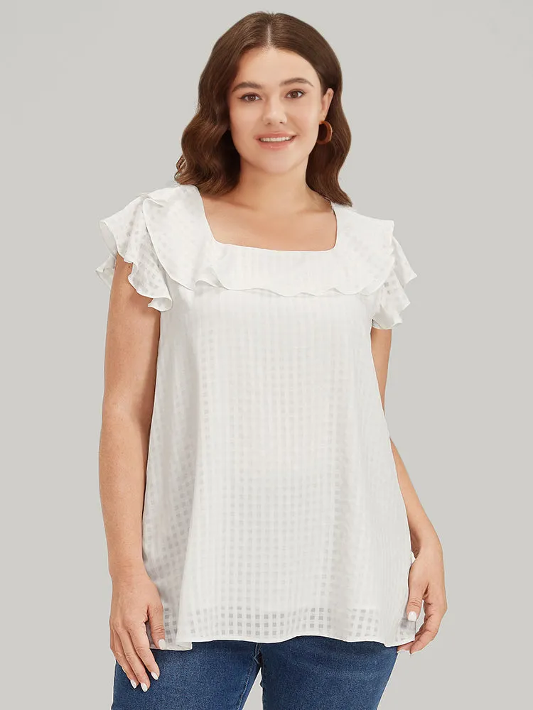 Gingham Flutter Cap Sleeve Tiered Blouse sold by Bloomchic product image thumbnail 3