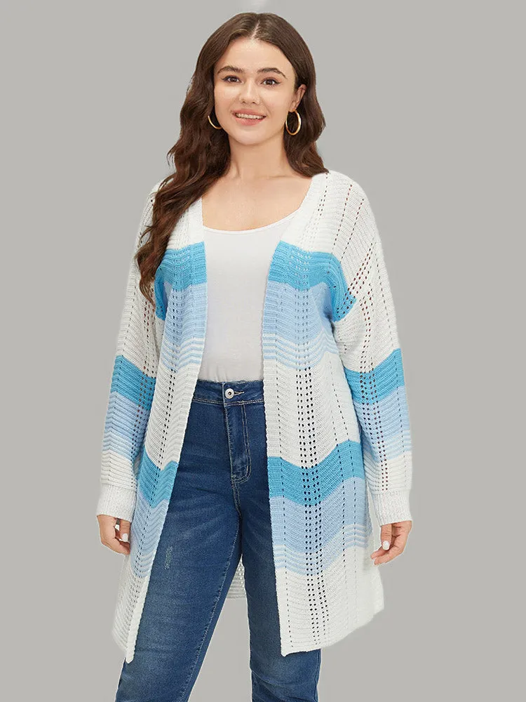 Ombre Geo Eyelet Tunic Open Front Elastic Cuffs Cardigan sold by Bloomchic product image thumbnail 5