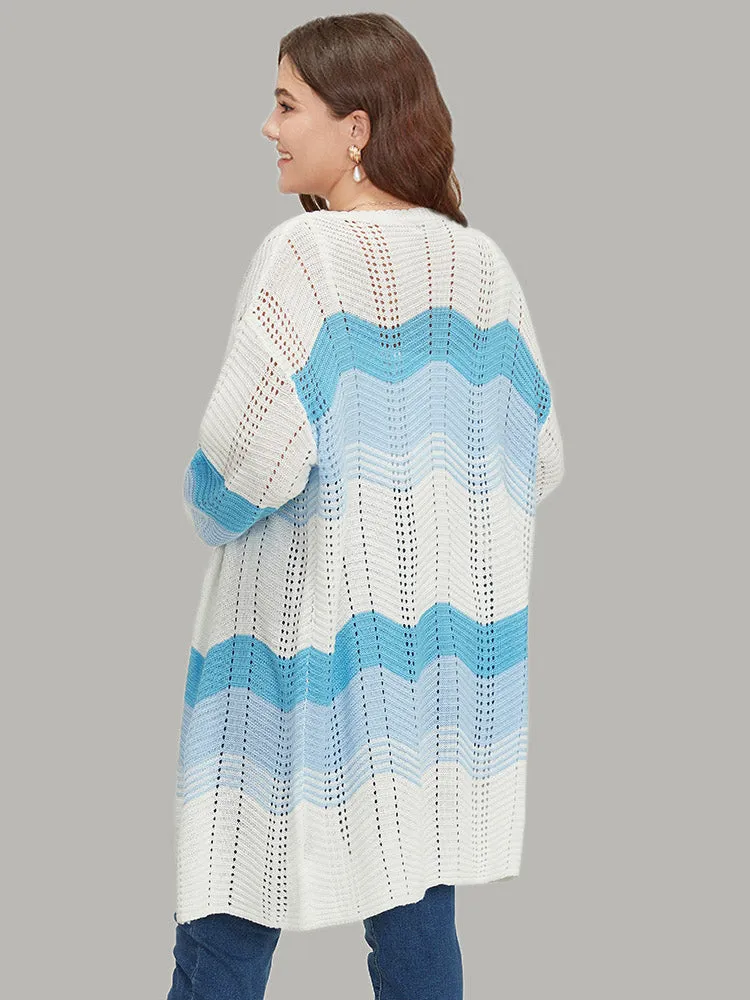 Ombre Geo Eyelet Tunic Open Front Elastic Cuffs Cardigan sold by Bloomchic product image thumbnail 2