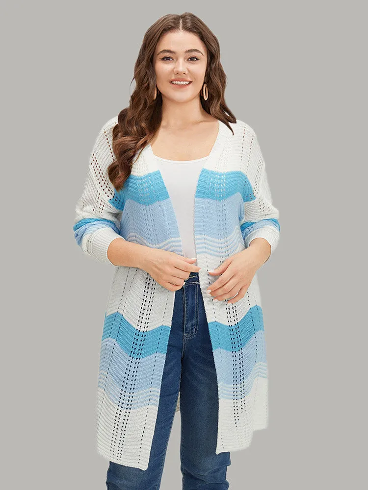 Ombre Geo Eyelet Tunic Open Front Elastic Cuffs Cardigan sold by Bloomchic product image thumbnail 3