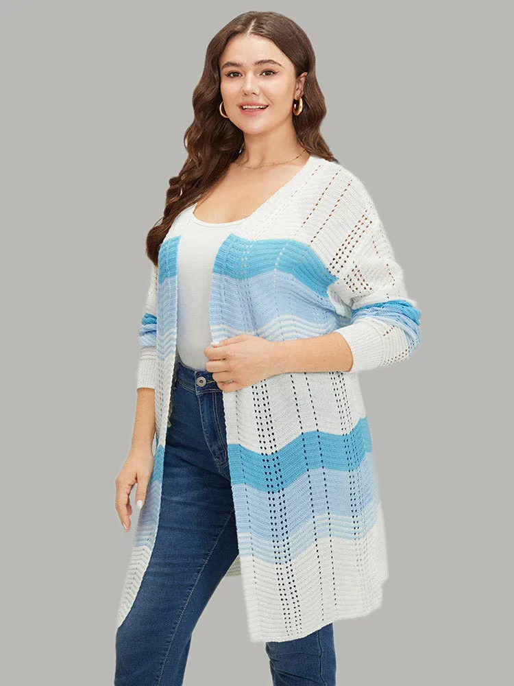 Ombre Geo Eyelet Tunic Open Front Elastic Cuffs Cardigan sold by Bloomchic product image thumbnail 4