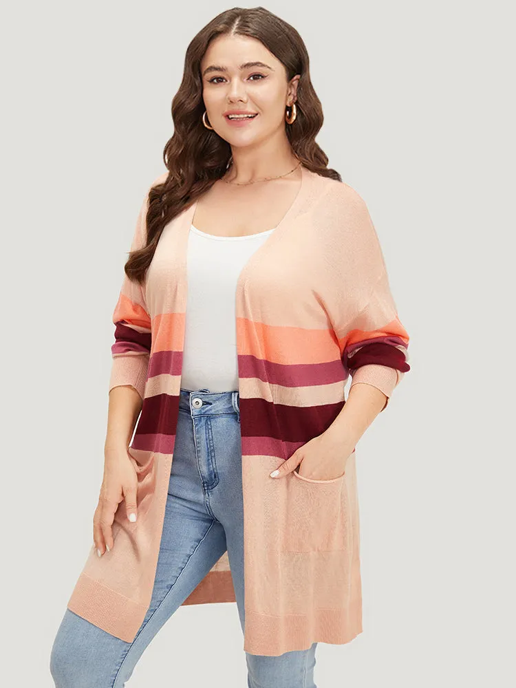 Supersoft Essentials Colorblock Open Front Tunic Pocket Cardigan sold by Bloomchic