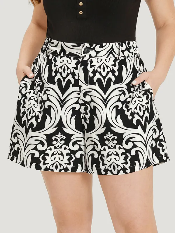 Boho Print Button Fly Pocket High Rise Shorts sold by Bloomchic