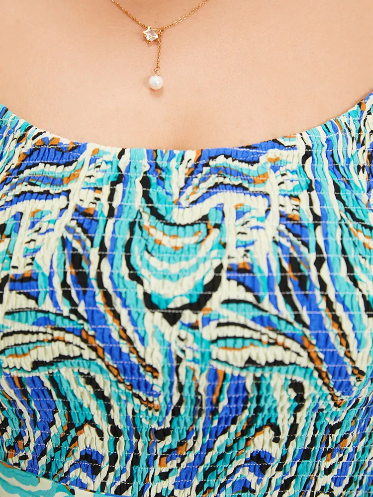 Water Ripple Print Shirred Pocket Belted Cami Dress sold by Bloomchic product image thumbnail 5