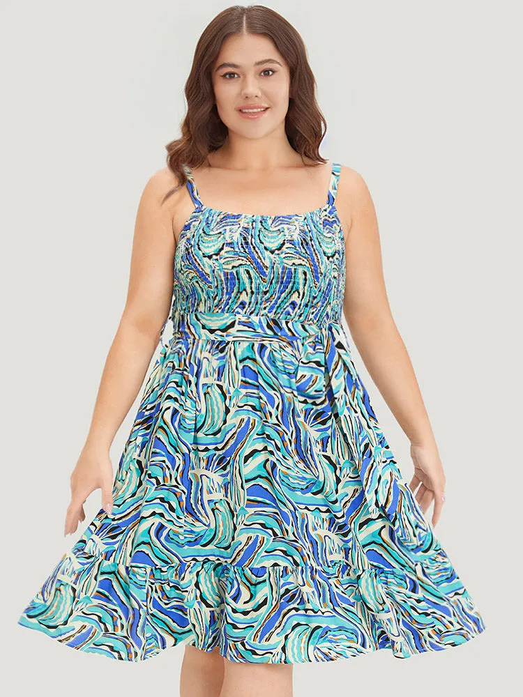 Water Ripple Print Shirred Pocket Belted Cami Dress sold by Bloomchic product image thumbnail 2