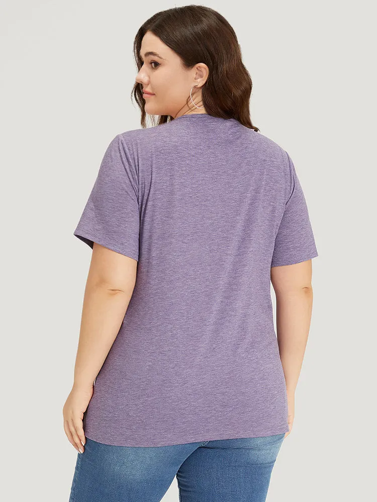 Plain Heather V Neck Cut Out Twist T-shirt sold by Bloomchic product image thumbnail 2