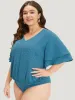 Polka Dot V Neck Ruffle Layered Sleeve Bodysuit sold by Bloomchic