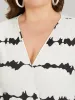 Striped Tie Dye V Neck Gathered Blouse sold by Bloomchic