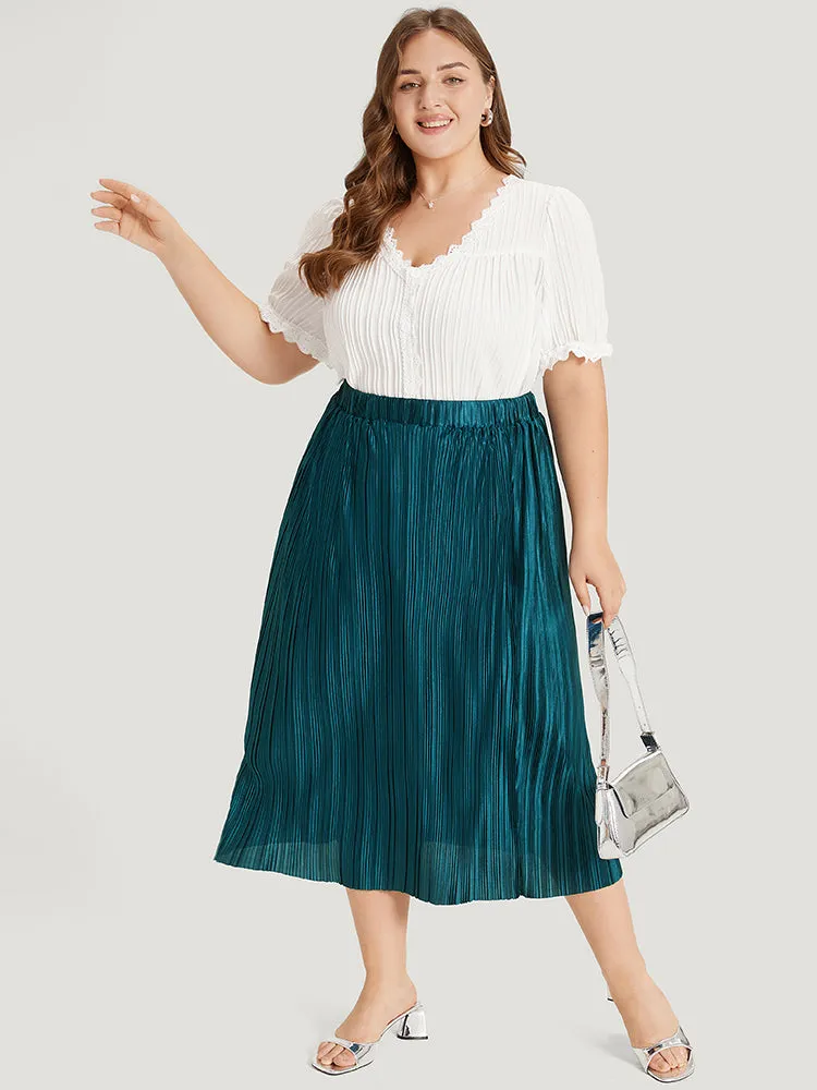 Solid Plisse Pleated Elastic Waist Skirt sold by Bloomchic product image thumbnail 4