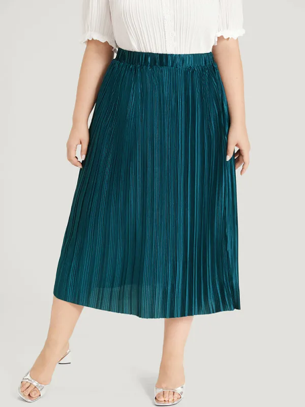 Solid Plisse Pleated Elastic Waist Skirt sold by Bloomchic