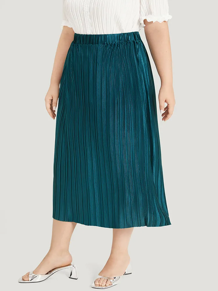 Solid Plisse Pleated Elastic Waist Skirt sold by Bloomchic product image thumbnail 2