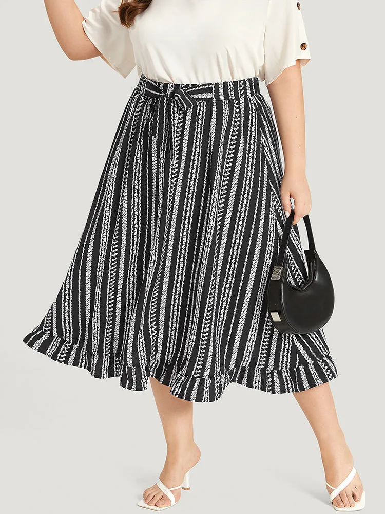 Striped Bowknot Pocket Ruffle Trim Skirt sold by Bloomchic product image thumbnail 4