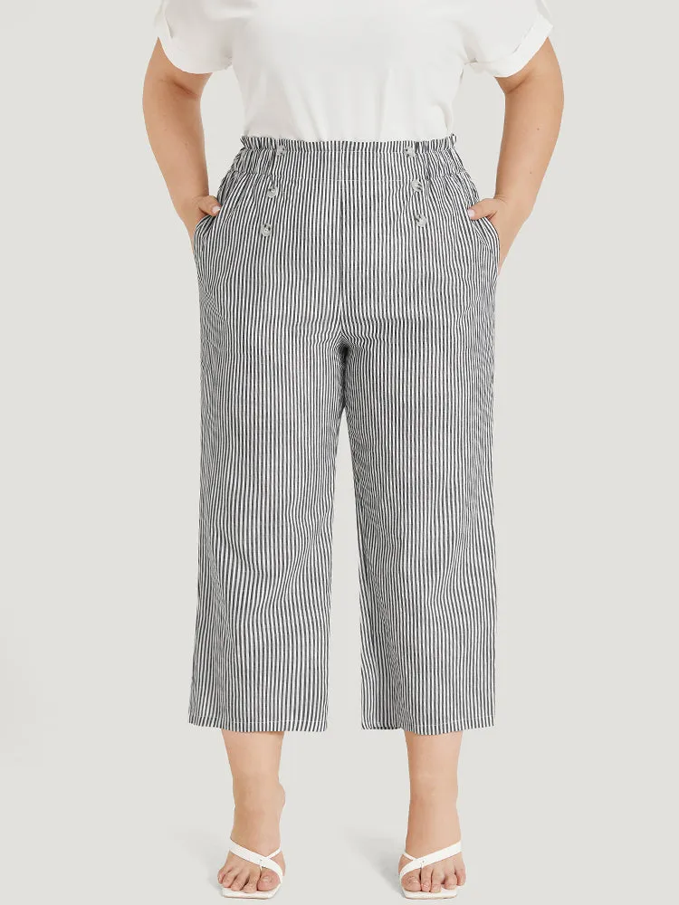 Striped Pocket Button Detail Paperbag Waist Pants sold by Bloomchic product image thumbnail 3