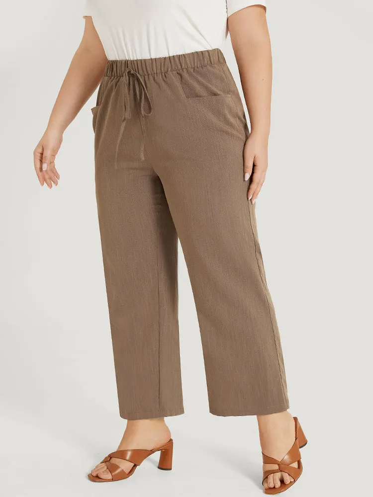 Plain Pocket Ties Elastic Waist Straight Leg Pants sold by Bloomchic product image thumbnail 2