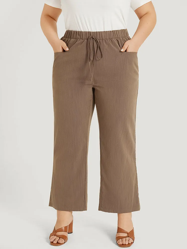 Plain Pocket Ties Elastic Waist Straight Leg Pants sold by Bloomchic product image thumbnail 3