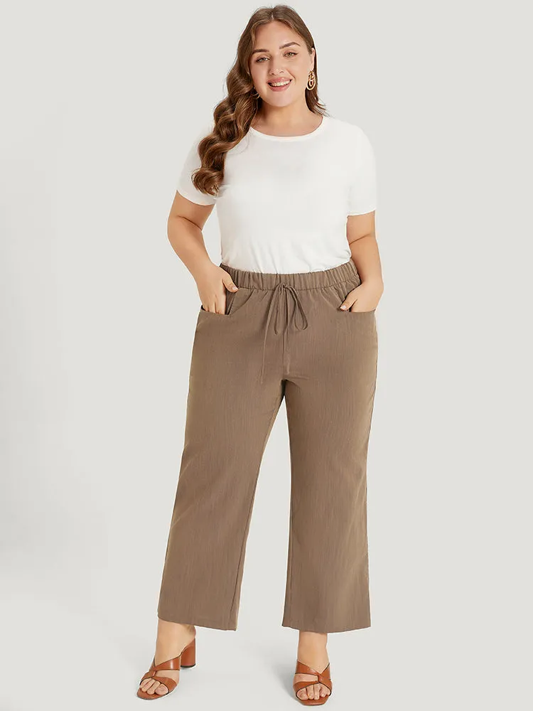 Plain Pocket Ties Elastic Waist Straight Leg Pants sold by Bloomchic product image thumbnail 4