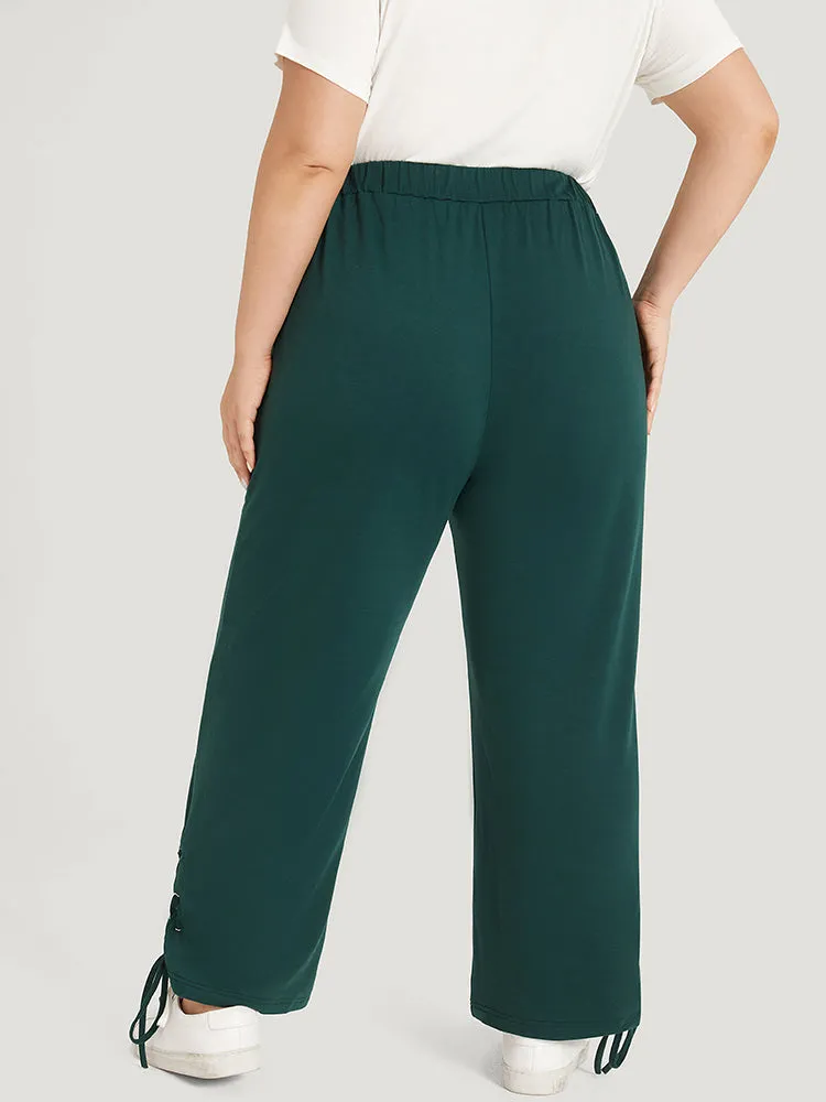 Plain Pocket Elastic Waist Lace Up Side Sweatpants sold by Bloomchic product image thumbnail 5