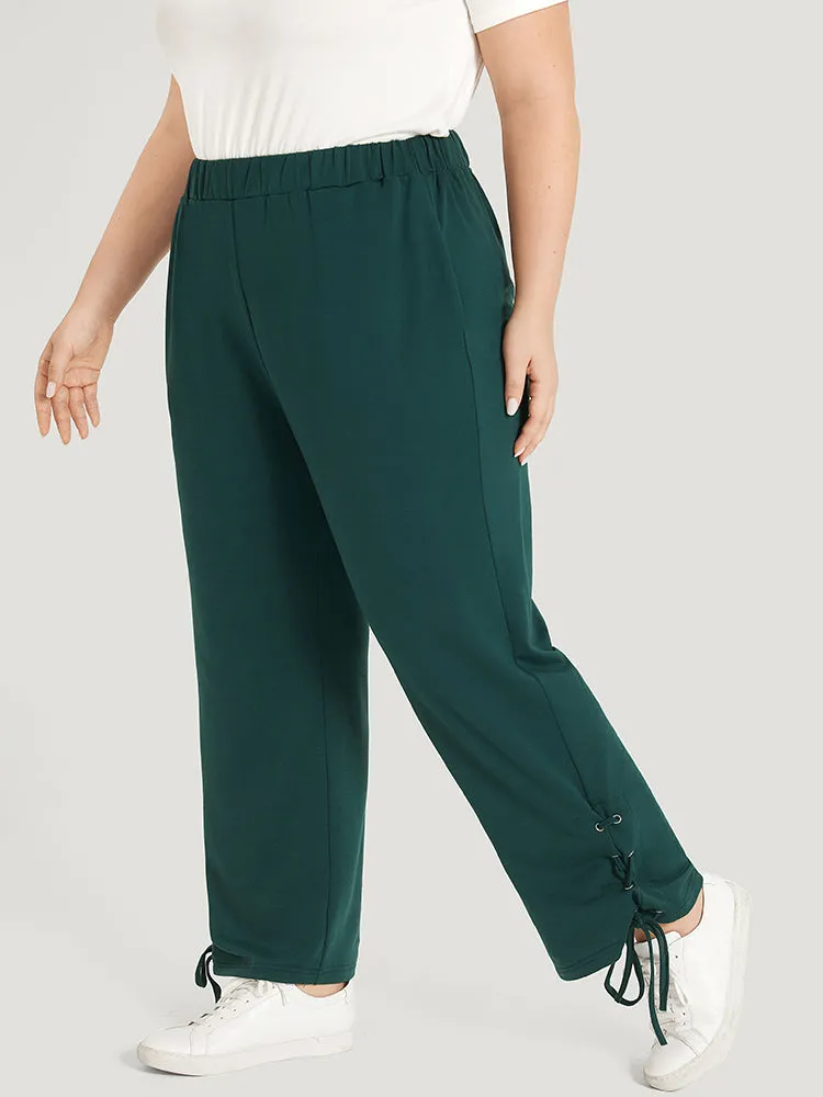 Plain Pocket Elastic Waist Lace Up Side Sweatpants sold by Bloomchic product image thumbnail 3
