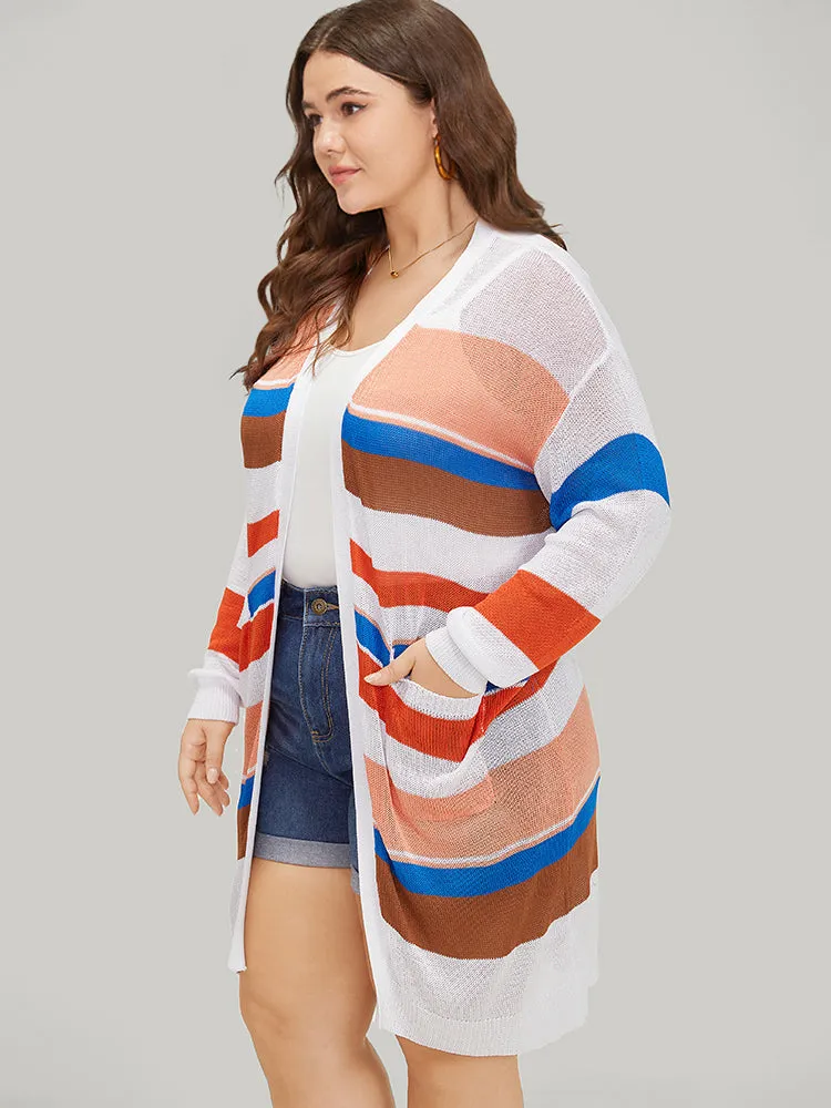 Colorblock Contrast Pocket Tunic Open Front Cardigan sold by Bloomchic product image thumbnail 5