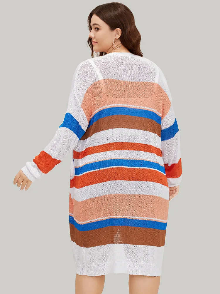 Colorblock Contrast Pocket Tunic Open Front Cardigan sold by Bloomchic product image thumbnail 2