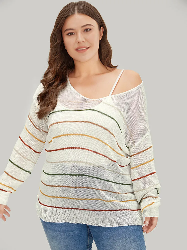 Rainbow Striped Mesh Lightweight Pullover sold by Bloomchic product image thumbnail 5