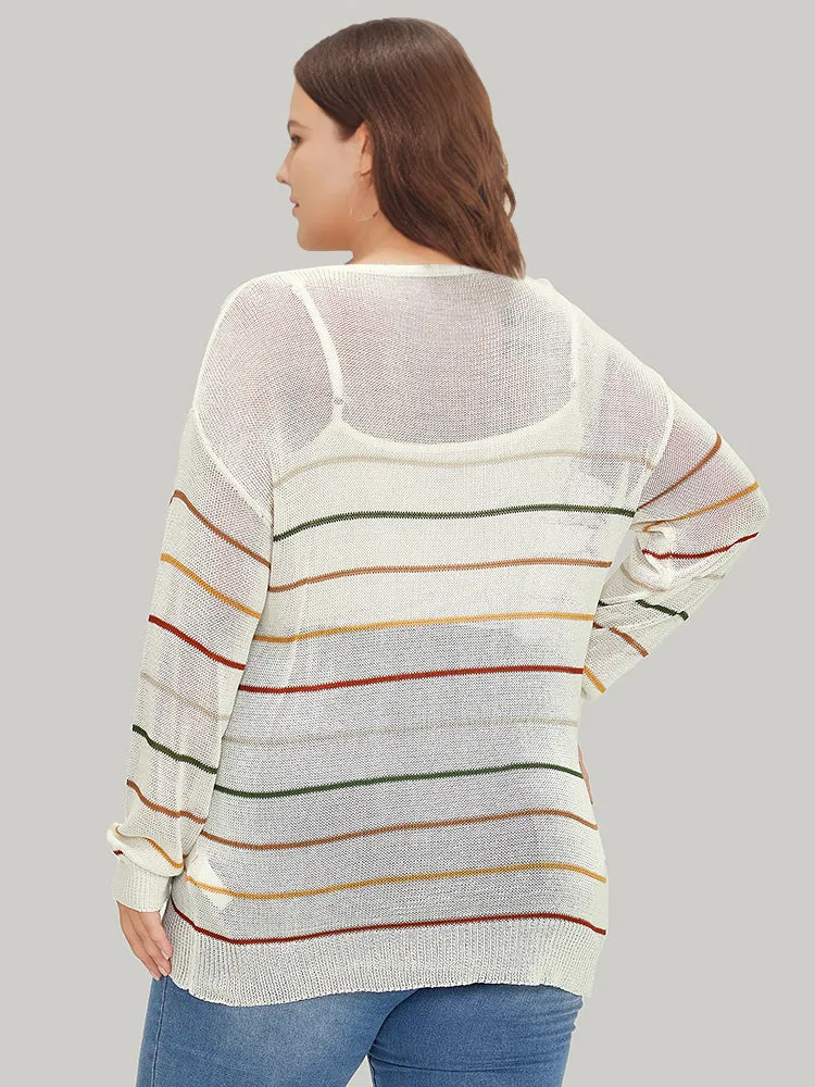 Rainbow Striped Mesh Lightweight Pullover sold by Bloomchic product image thumbnail 2