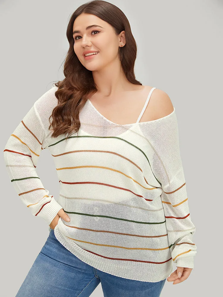 Rainbow Striped Mesh Lightweight Pullover sold by Bloomchic product image thumbnail 3