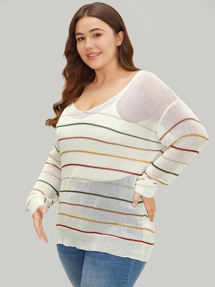 Rainbow Striped Mesh Lightweight Pullover sold by Bloomchic product image thumbnail 4