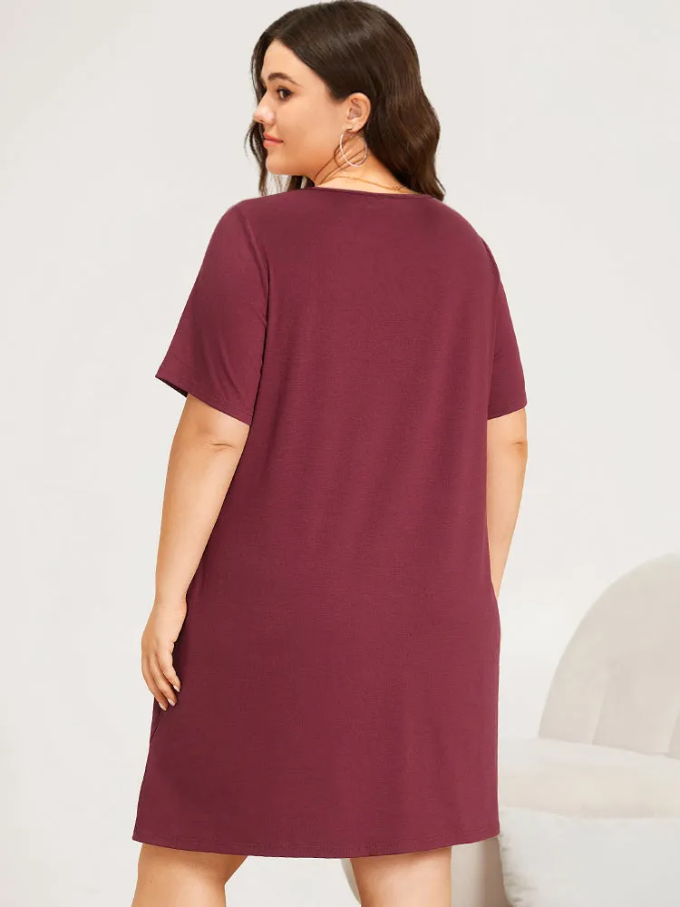 Heart Print Ruffle Hem Crew Neck Sleep Dress sold by Bloomchic product image thumbnail 2