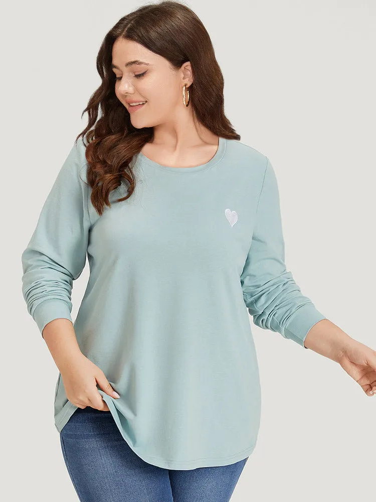 Plain Heart Embroidered Crew Neck Sweatshirt sold by Bloomchic product image thumbnail 5