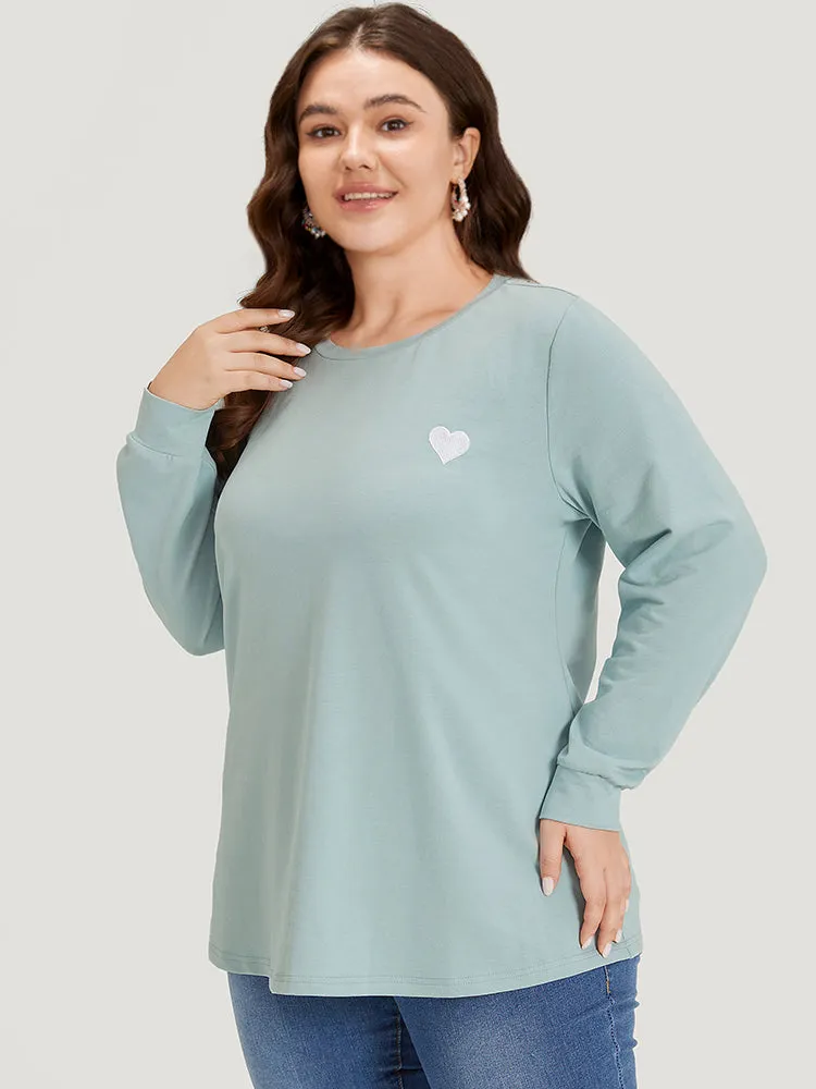 Plain Heart Embroidered Crew Neck Sweatshirt sold by Bloomchic product image thumbnail 3