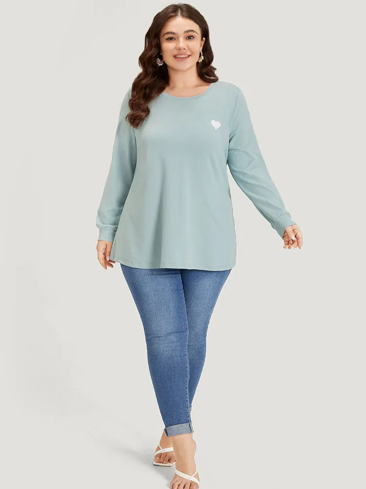 Plain Heart Embroidered Crew Neck Sweatshirt sold by Bloomchic product image thumbnail 4