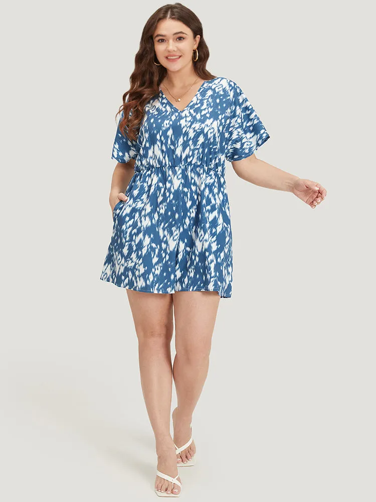 Batik Print Ruffle Sleeve Pocket Elastic Waist Jumpsuit sold by Bloomchic product image thumbnail 4